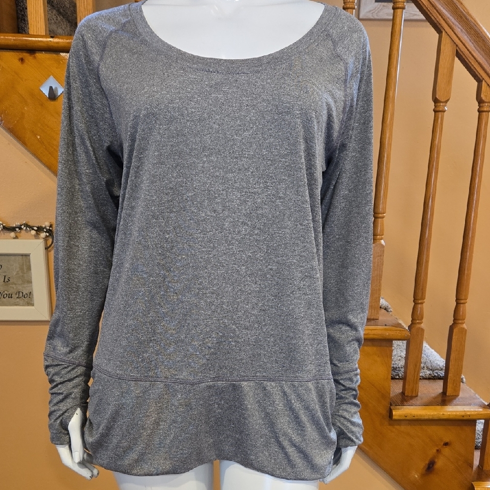 Champion Gray Ruched Long Sleeve Blouse